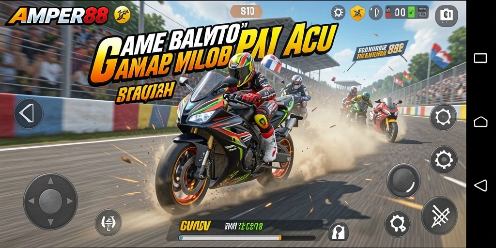 Tampilan gameplay balap motor yang seru dan intens.