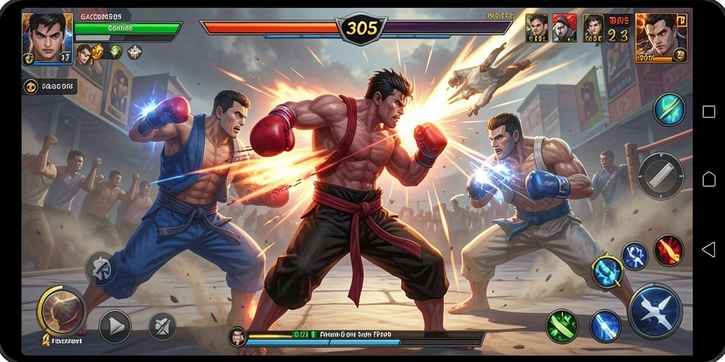 Screenshot GACOR305 menampilkan aksi pertarungan yang seru dan intens.