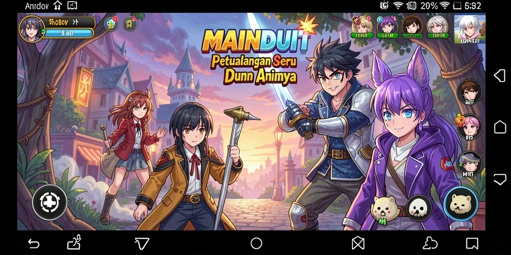 Tampilan gameplay seru dan mendebarkan dalam dunia Anime.