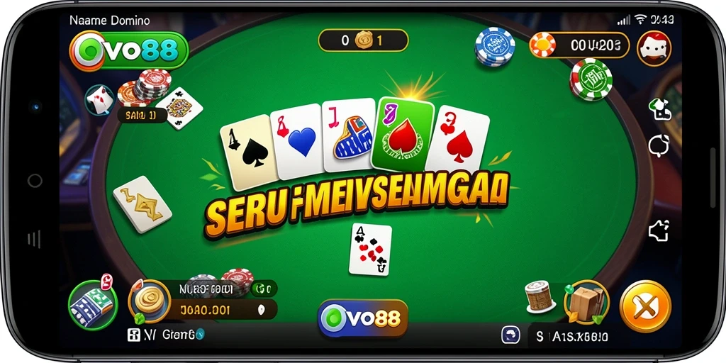 Screenshot dari gameplay OVO88 yang menampilkan aksi seru permainan Domino.
