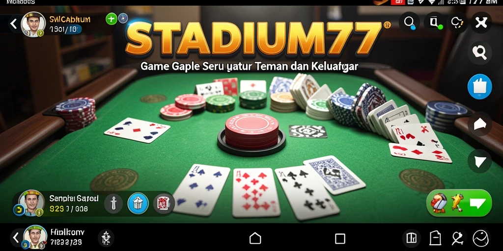 Tampilan gameplay STADIUM77 dengan suasana permainan Gaple.